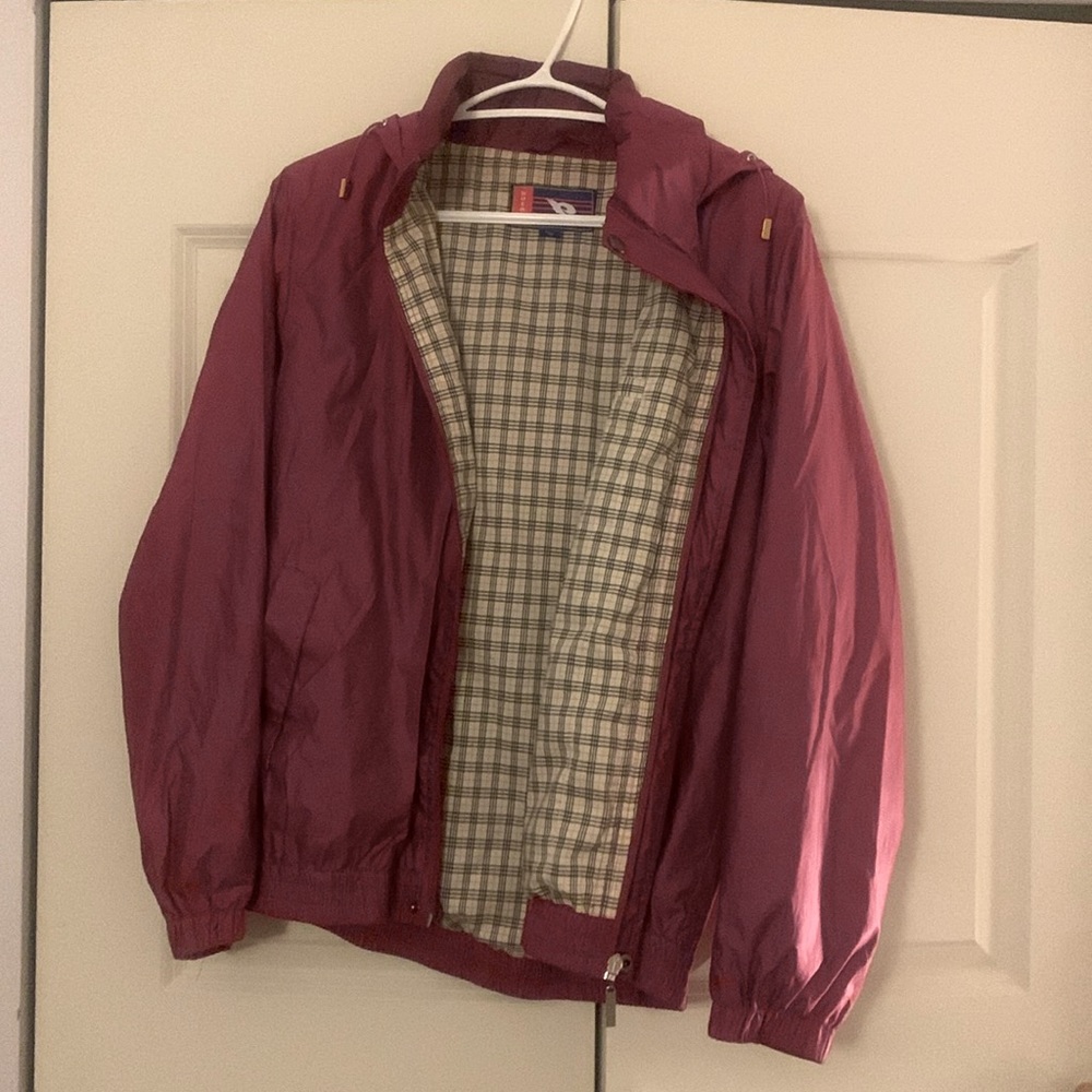Plum coloured windbreaker
